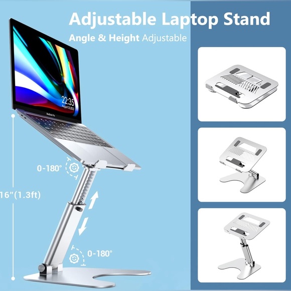 Collapsible Adjustable Silver Laptop Stand - Ergonomic - NWOT - Picture 3 of 13